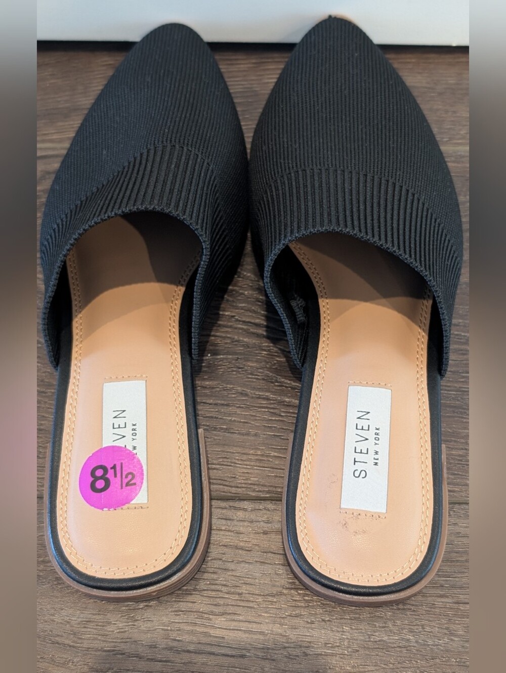Steven New York Black Knit Pointed Toe Slip On Mules - Picture 5 of 8